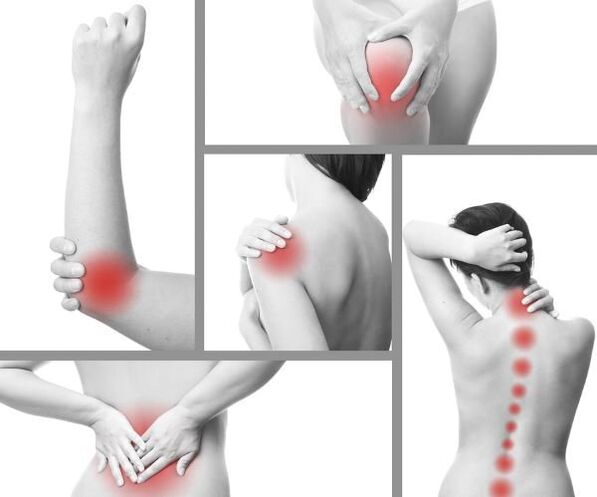 Ontstekingsprocessen in verschillende gewrichten met artritis